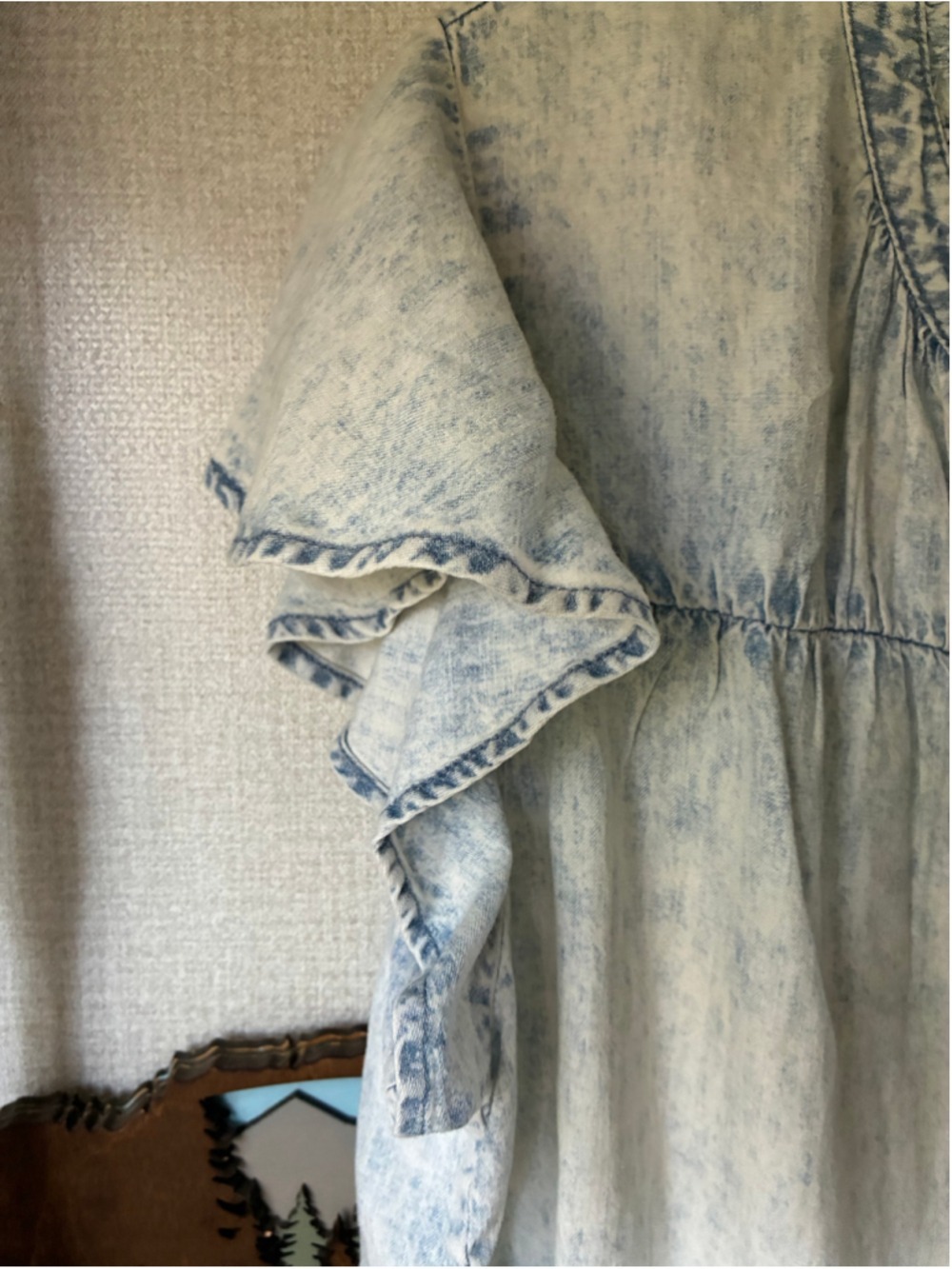 Rails Ruthie Blouse Light Blue Acid Wash Ruffle Collar XL - Picture 4 of 6
